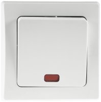 DELPHI Kontroll-Schalter mit Beleuchtung 230V Orientierungsschalter mit Rahmen Unterputz rotes Licht Weiß