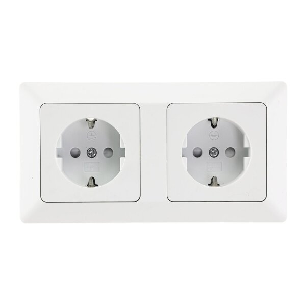 MILOS Set 2 Steckdosen + 2-fach Rahmen 250V~/ 16A, Steckanschluss, Matt-weiß