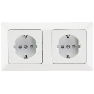 MILOS Set 2 Steckdosen + 2-fach Rahmen 250V~/ 16A, Steckanschluss, Matt-weiß