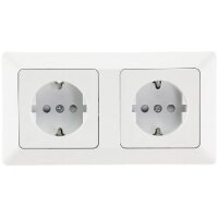 MILOS Set 2 Steckdosen + 2-fach Rahmen 250V~/ 16A, Steckanschluss, Matt-weiß