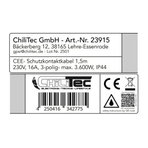 CEE Adapter auf Schutzkontakt-Stecker 230V, H07RNF 3G2,5, 1,5m Kabel