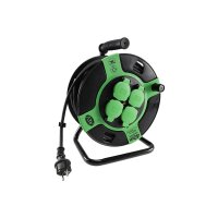 Kunststoff-Kabeltrommel, 40m Kabel, IP44 H05RR-F 3G1,5mm², schwarze Gummileitung