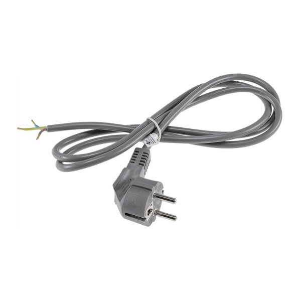 Netzkabel 1,5m, grau, 3x 0,75mm² Schutzkontakt-Stecker > blanke Enden