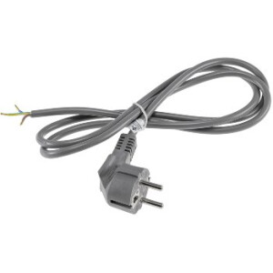 Netzkabel 1,5m, grau, 3x 0,75mm² Schutzkontakt-Stecker > blanke Enden