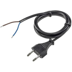 Netzkabel Euro, blankes Ende, 1,5m H03VVH2-F2 0,75 mm² 2,5A/250V schwarz