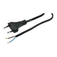 Netzkabel Euro, blankes Ende, 1,5m H03VVH2-F2 0,75 mm² 2,5A/250V schwarz