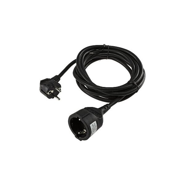 Schutzkontakt-Verlängerung, 3m, schwarz H05VV-F3G 1,5mm² 16A/250V