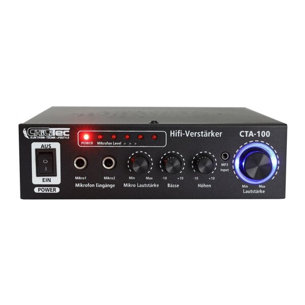 HiFi-Verstärker "CTA-100" 100W, schwarz 1x Line In, Betrieb 12V o. 230V