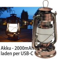 LED Akku Camping Laterne "CT-Copper Pro" ØxH 12x23,5cm, USB-C, warmweiß, dimmbar