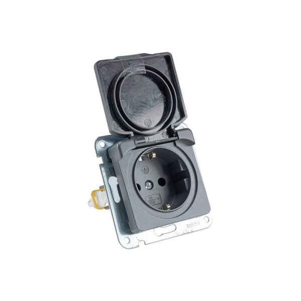 MILOS Schutzkontakt-Steckdose IP40 250V~/ 16A, mit Deckel, UP, anthrazit