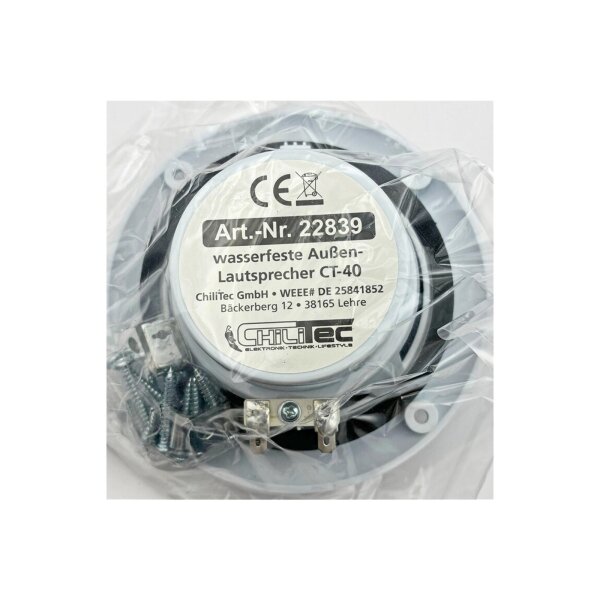 Wasserfeste Außen-Lautsprecher "CT-40" 8 Ohm, 4", 60W, 120Hz-20KHz, PAAR