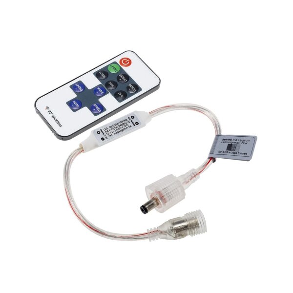 Funk-Controller für LED-Stripes mit Fernbedienung, 12-24V, 72Watt