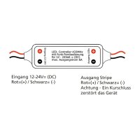 Funk-Controller für LED-Stripes mit Fernbedienung, 12-24V, 72Watt