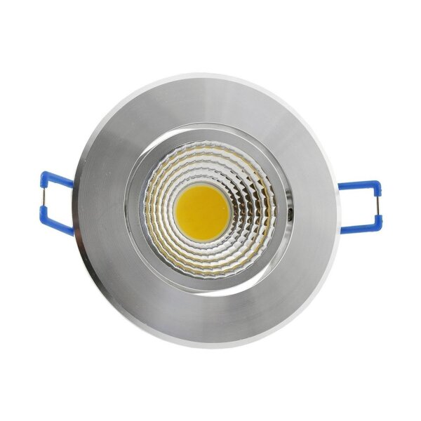LED-Einbauleuchte "COB-5", 5W, 420lm ALU, 3000K, 75°, Ø85xT47mm, Rahmen chrom