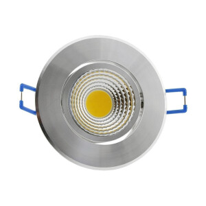 LED-Einbauleuchte "COB-5", 5W, 420lm ALU, 3000K, 75°, Ø85xT47mm, Rahmen chrom