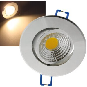 LED-Einbauleuchte "COB-5", 5W, 420lm ALU, 3000K, 75°, Ø85xT47mm, Rahmen chrom