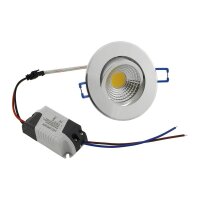 LED-Einbauleuchte "COB-5", 5W, 420lm ALU, 3000K, 75°, Ø85xT47mm, Rahmen chrom
