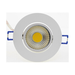 LED-Einbauleuchte "COB-5", 5W, 420lm ALU, 3000K, 95°, Ø85xT47mm, Rahmen weiß