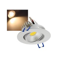 LED-Einbauleuchte "COB-5", 5W, 420lm ALU, 3000K, 95°, Ø85xT47mm, Rahmen weiß