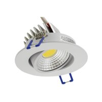 LED-Einbauleuchte "COB-5", 5W, 420lm ALU, 3000K, 95°, Ø85xT47mm, Rahmen weiß