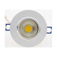 LED-Einbauleuchte "COB-5", 5W, 420lm ALU, 3000K, 95°, Ø85xT47mm, Rahmen weiß