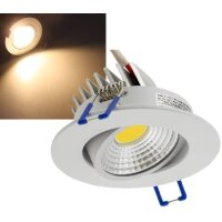 LED-Einbauleuchte "COB-5", 5W, 420lm ALU, 3000K, 95°, Ø85xT47mm, Rahmen weiß