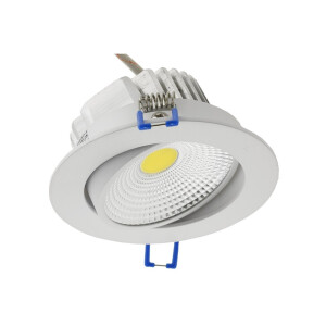 LED-Einbauleuchte "COB-7", 7W, 550lm 3000K, 75°, Ø109xT47mm, Rahmen weiß