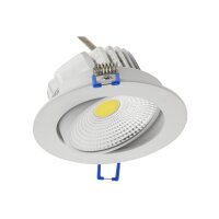 LED-Einbauleuchte "COB-7", 7W, 550lm 3000K, 75°, Ø109xT47mm, Rahmen weiß