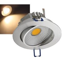 LED-Einbauleuchte "COB-7", 7W, 550lm ALU, 3000K, 75°, Ø109xT47mm,Rahmen chrom
