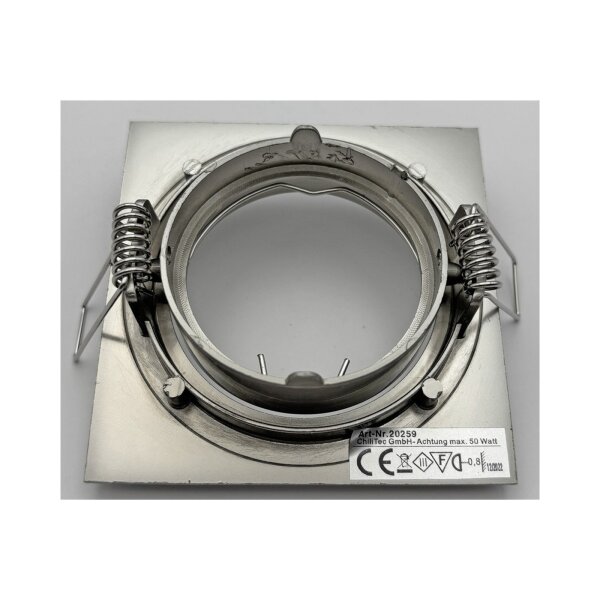 Decken-Einbaustrahler "SE80" chrom-matt schwenkbar, 80x80mm, für 50mm Lampen