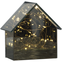 LED Laterne - Glashaus mit Tautropfenlichterkette