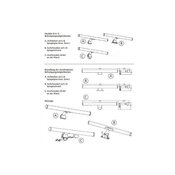 LED Spiegelleuchte "Banheiro 6A" 230V, 6W, 780lm, 40cm, 2900K warmweiß