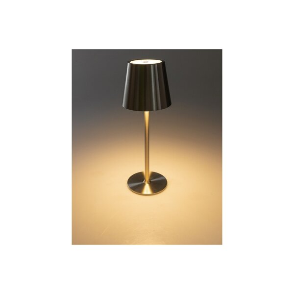 LED Akku-Tischleuchte Foco Tenda – dimmbar, IP44, 2900K, Touch & USB-C – Schwarz