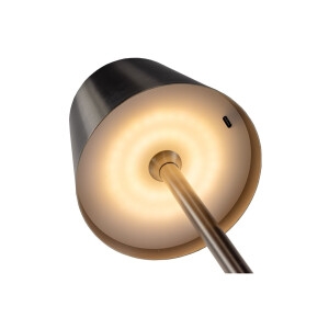 LED Akku-Tischleuchte Foco Tenda – dimmbar, IP44, 2900K, Touch & USB-C – Schwarz