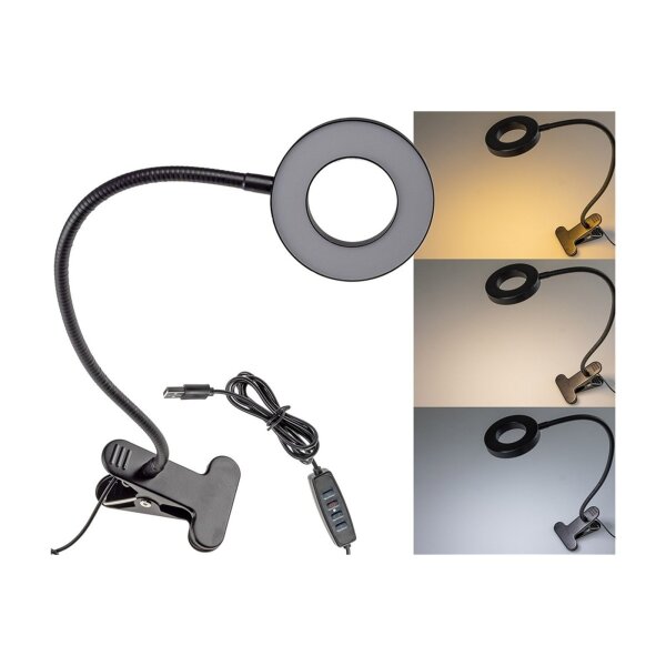 LED Klemmleuchte mit USB-Betrieb 40cm Schwanenhals, dimmbar, 55lm