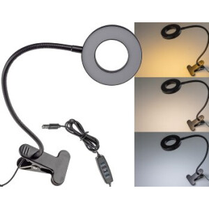 LED Klemmleuchte mit USB-Betrieb 40cm Schwanenhals, dimmbar, 55lm