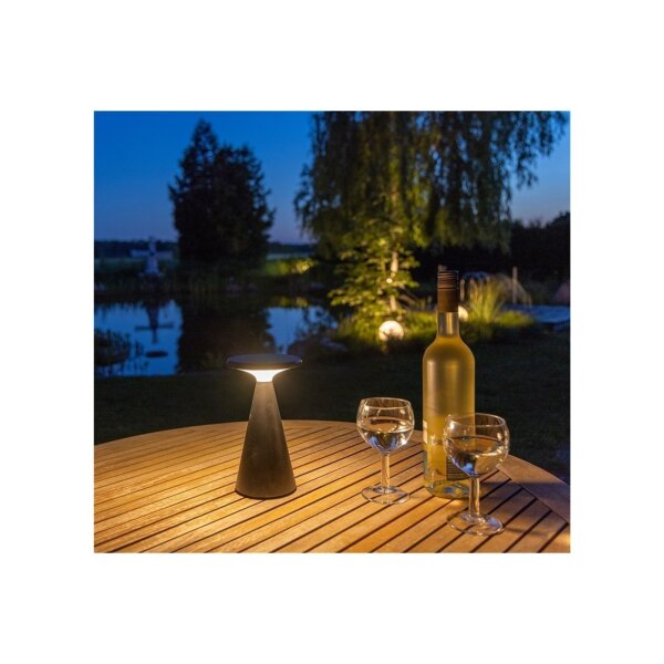 LED Solar-Tischleuchte "Foco Sol" 2700K, IP44, dimmbar, 20cm, matt schwarz
