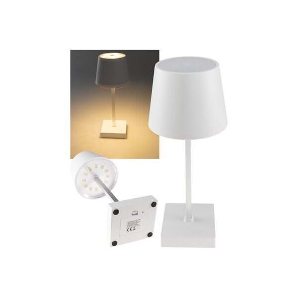 LED Tischleuchte 26cm, Weiß 3xAA A Batterie, dimmbar, Licht warmweiß