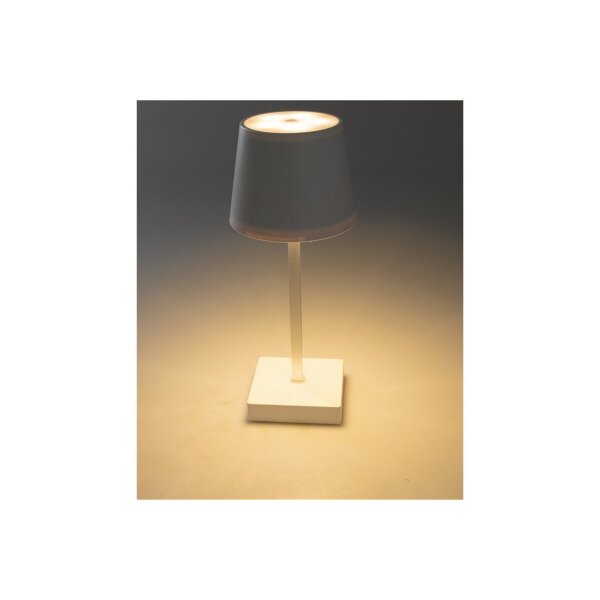 LED Tischleuchte 26cm, Weiß 3xAA A Batterie, dimmbar, Licht warmweiß