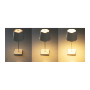 LED Tischleuchte 26cm, Weiß 3xAA A Batterie, dimmbar, Licht warmweiß