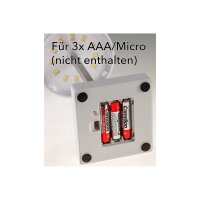 LED Tischleuchte 26cm, Weiß 3xAA A Batterie, dimmbar, Licht warmweiß