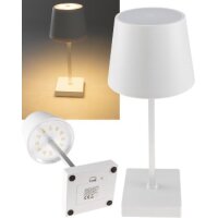 LED Tischleuchte 26cm, Weiß 3xAA A Batterie, dimmbar, Licht warmweiß
