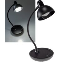 LED Tischleuchte mit Schwanenhals Batterie, dimmbar, warmweiß, Schwarz