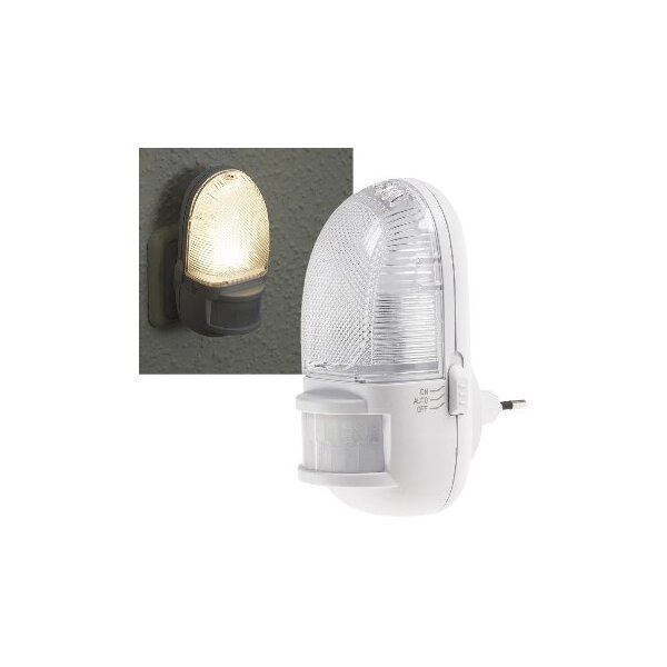 LED Nachtlicht mit Bewegungsmelder 230V, 3 weiße LEDs, On/Off/Auto