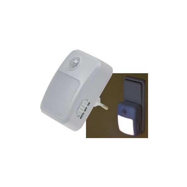 LED Nachtlicht mit Bewegungsmelder 230V, 6 weiße LEDs, On/Off/Auto