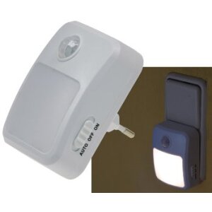 LED Nachtlicht mit Bewegungsmelder 230V, 6 weiße LEDs, On/Off/Auto