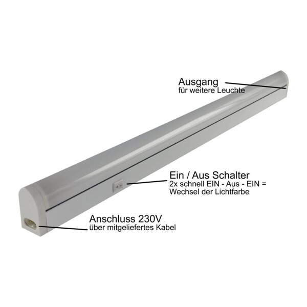 LED Unterbauleuchte "CT-LSW 56" 56cm 913lm, 8 Watt, 2700K + 4000K schaltbar