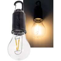 LED Glühlampe mit Akku "CT-KL3", dimmbar mit Haken / Karabiner, 3000k / Warmweiß