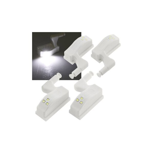 LED Schrankleuchte, 4er-Set Batteriebetrieb, Drucksensor für Türen