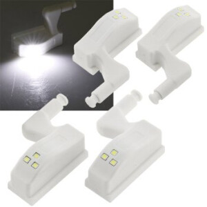 LED Schrankleuchte, 4er-Set Batteriebetrieb, Drucksensor für Türen